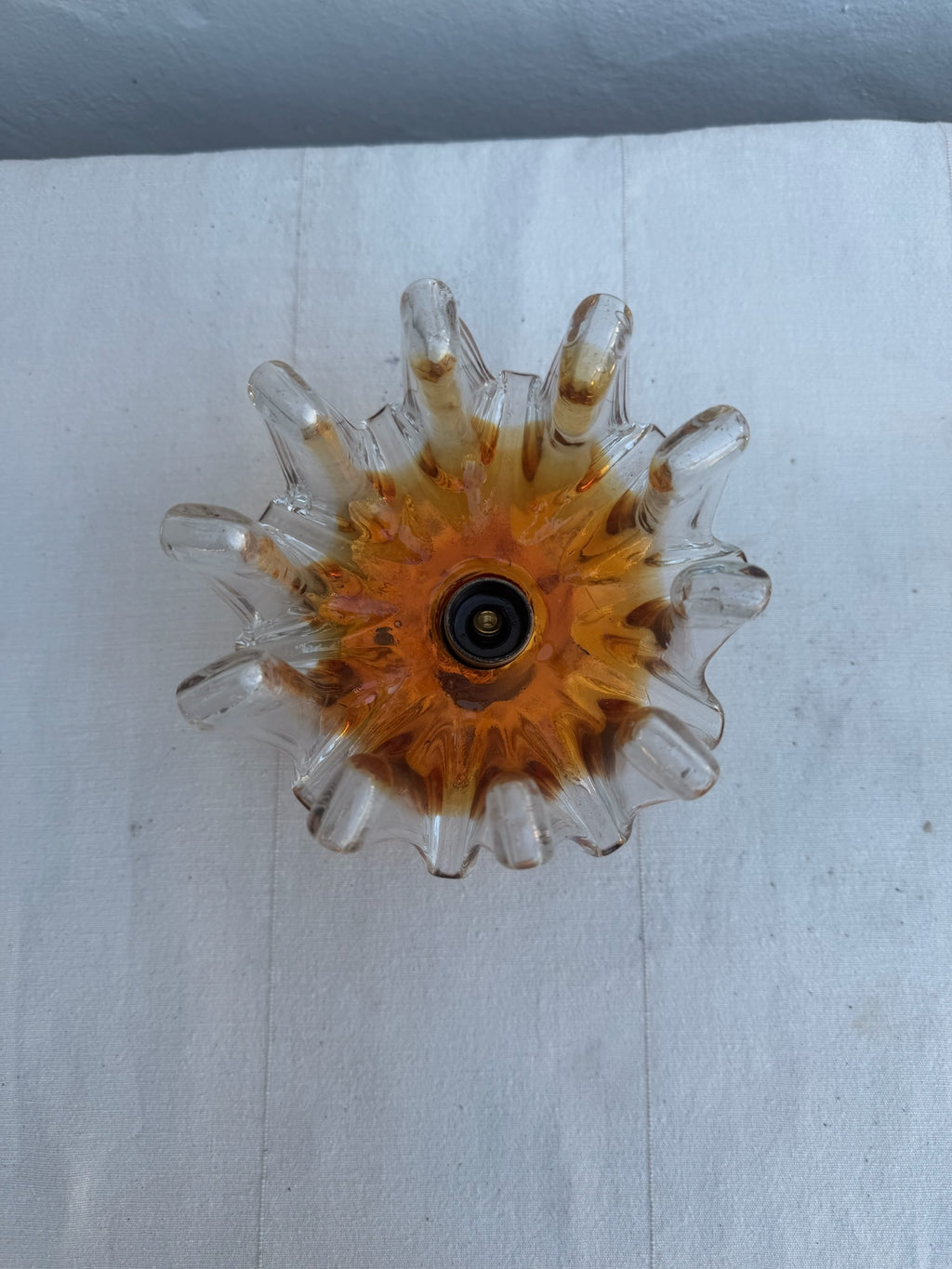 Pair of 1960s Mazzega Murano Orange Glass and Crystal Wall Sconces