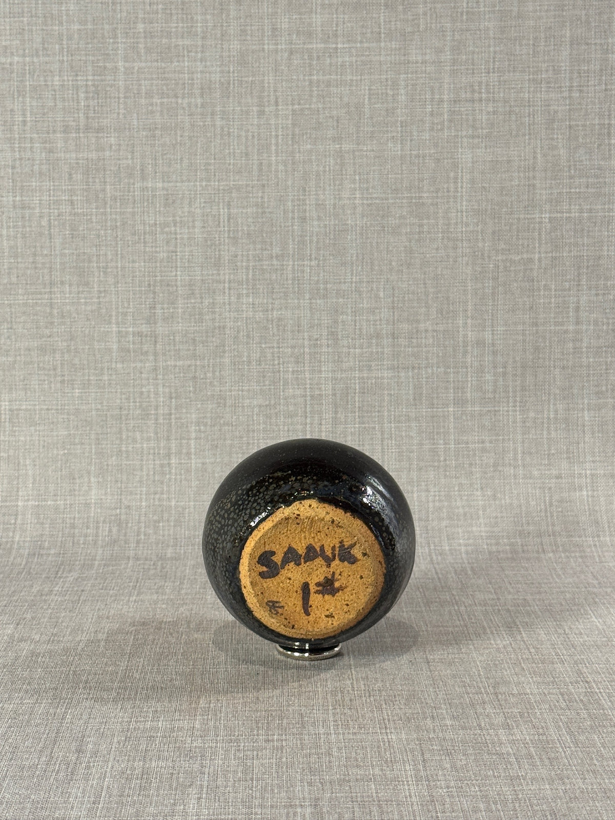 Sculptural Studio Pottery Vessel by Sadek – Textured Black and Earth-Toned Abstract Ceramic Form