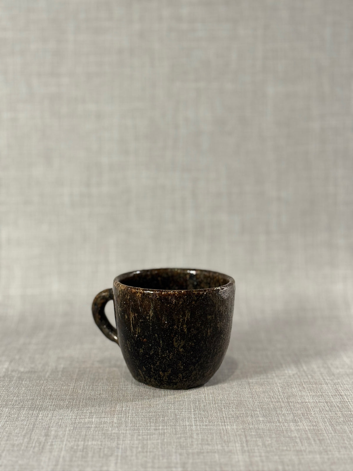 Signed 1920 Hampton Handcrafted Studio Pottery Cup – Dark Rustic Glaze