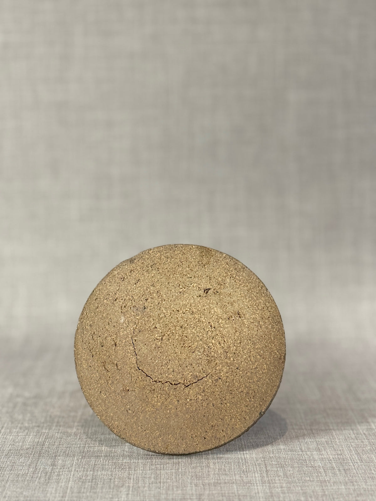Handcrafted Mid-Century Studio Stoneware Candle Holder with Speckled Glaze and Minimalist Form