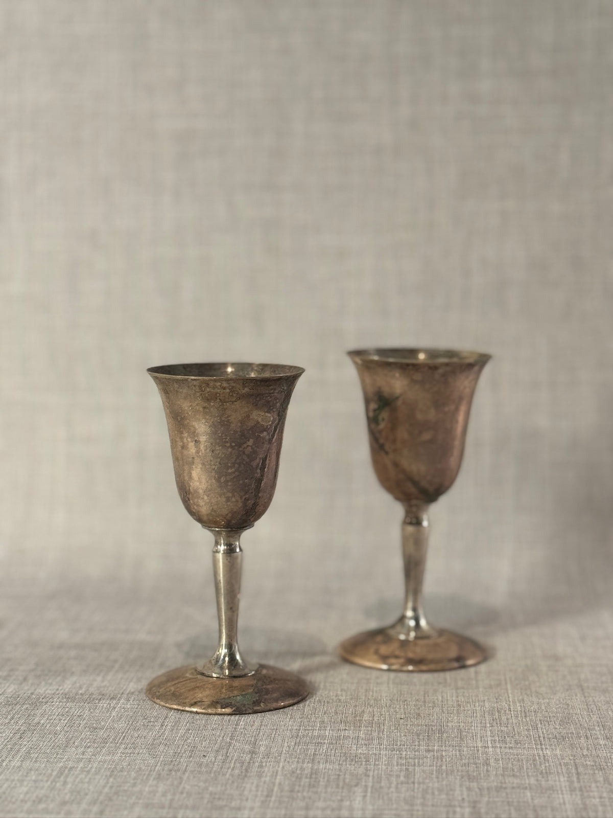 Pair of Vintage Silver-Plated Chalice Goblets - Classic European Revival Design