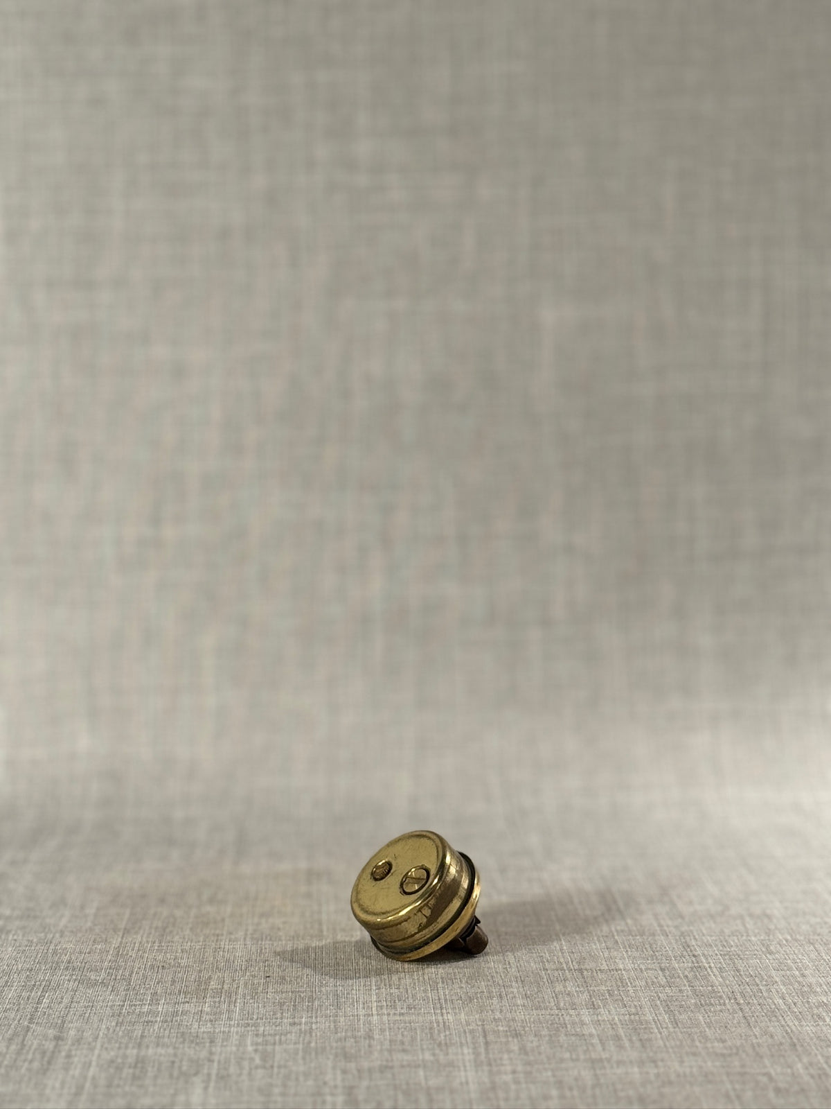 Mid-Century Brass Table Lighter Insert with Screw-Base Fuel Chamber and Aged Patina