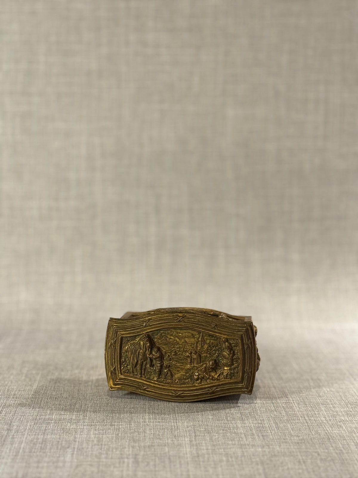 vintage miniature metal trinket box with velvet interior