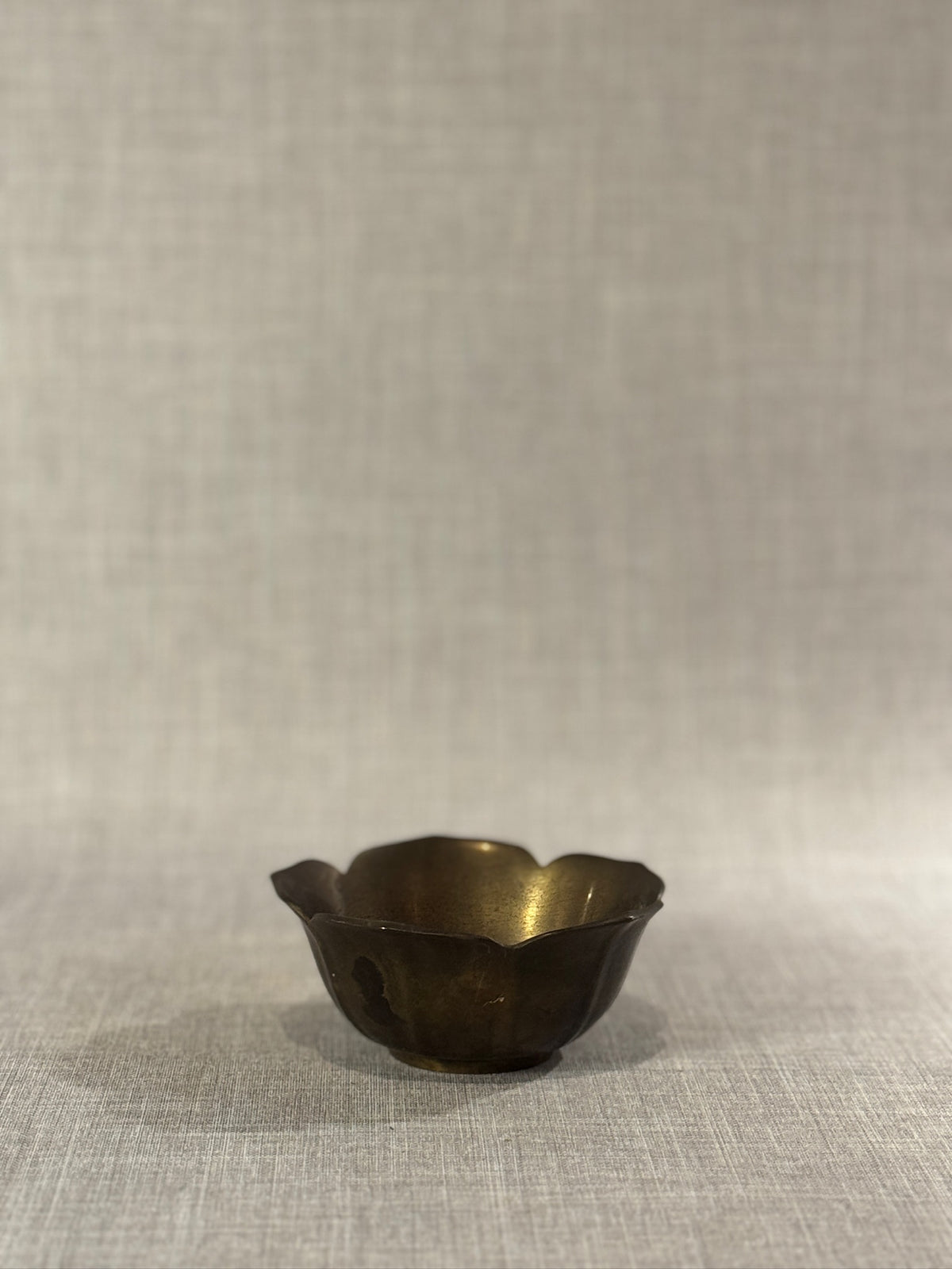 vintage brass catch all dish petal rim design