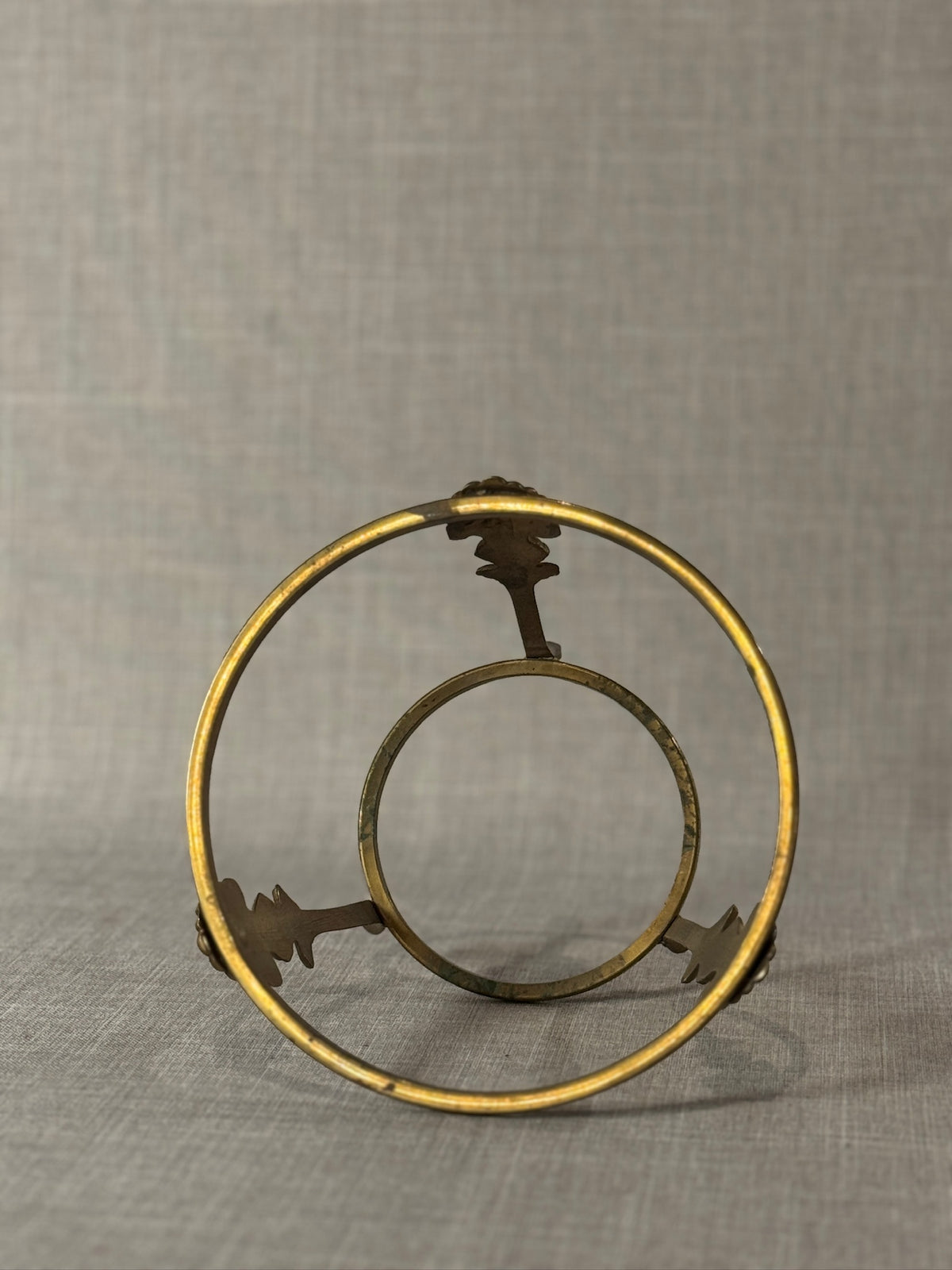 Antique Brass Tripod Shell-Motif Planter Stand