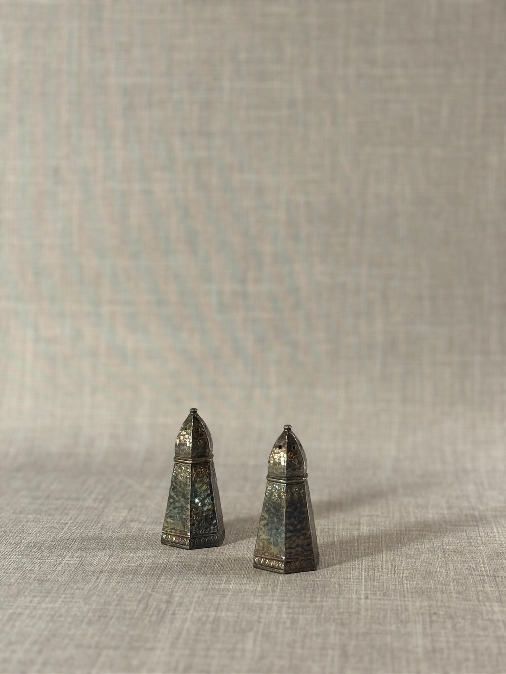 hammered metal shakers vintage