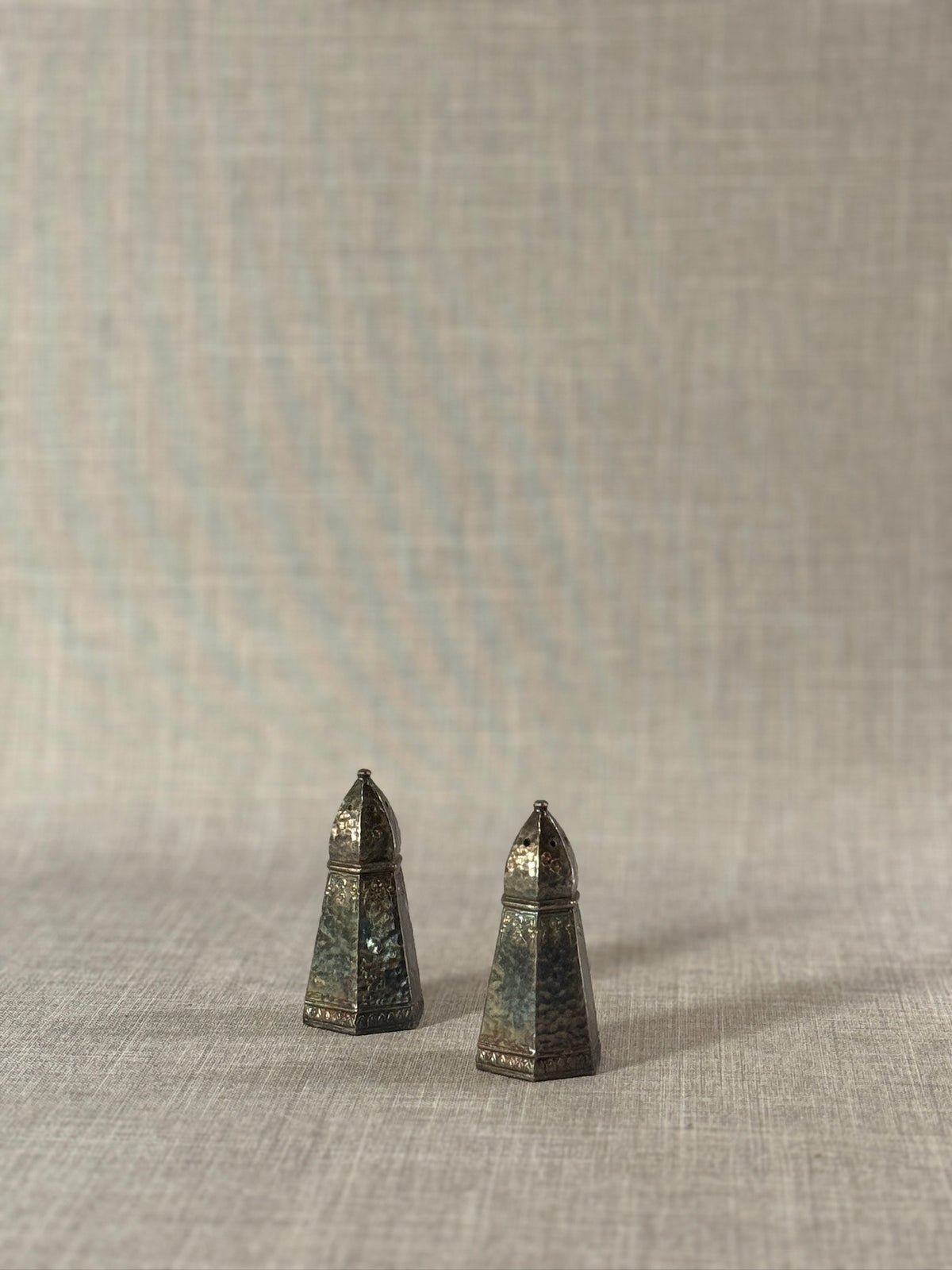 hammered metal shakers vintage