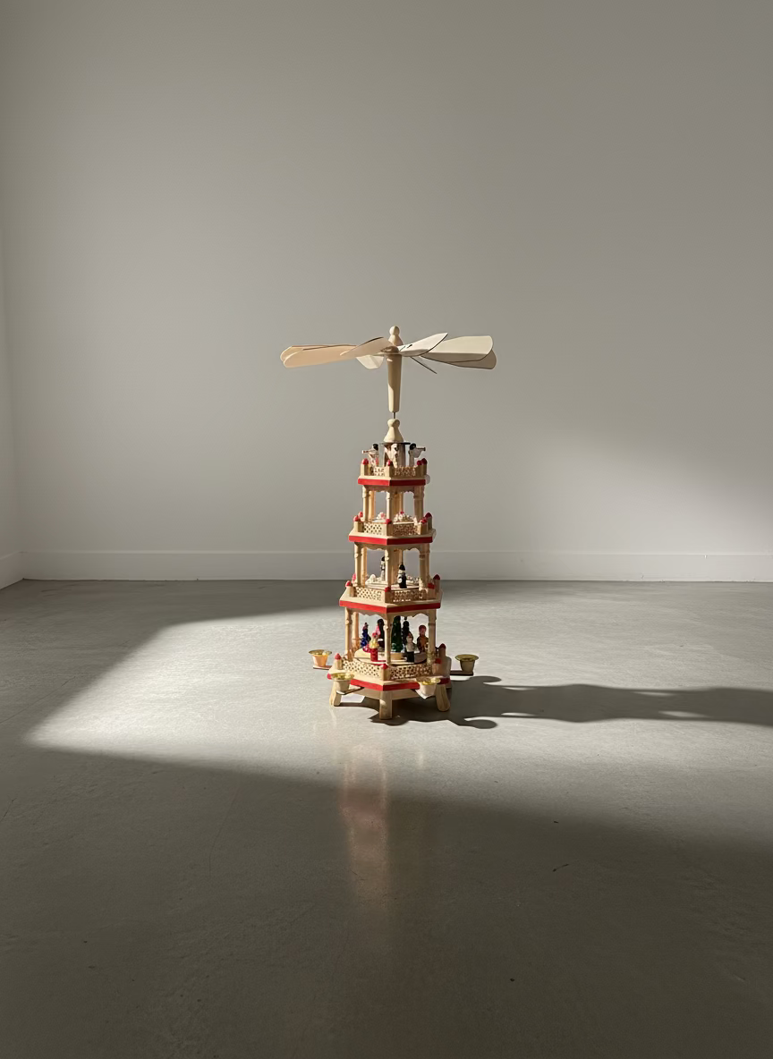 Vintage German Christmas Pyramid: Erzgebirge Wooden Candle Carousel