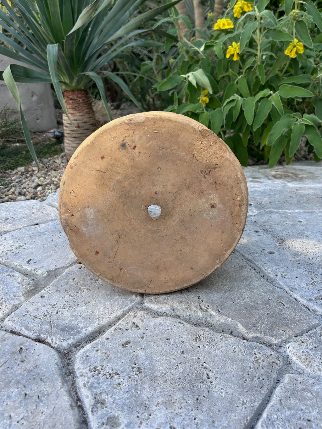 Organic textured garden planter in aged terracotta