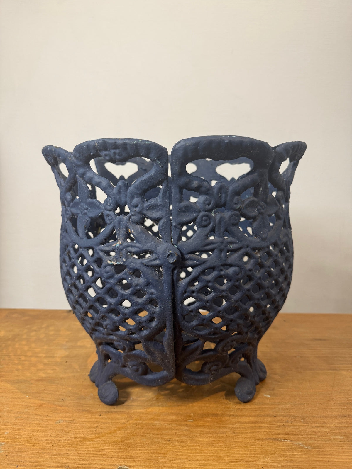 Antique Victorian-Style Cast Iron Planter with Openwork Design