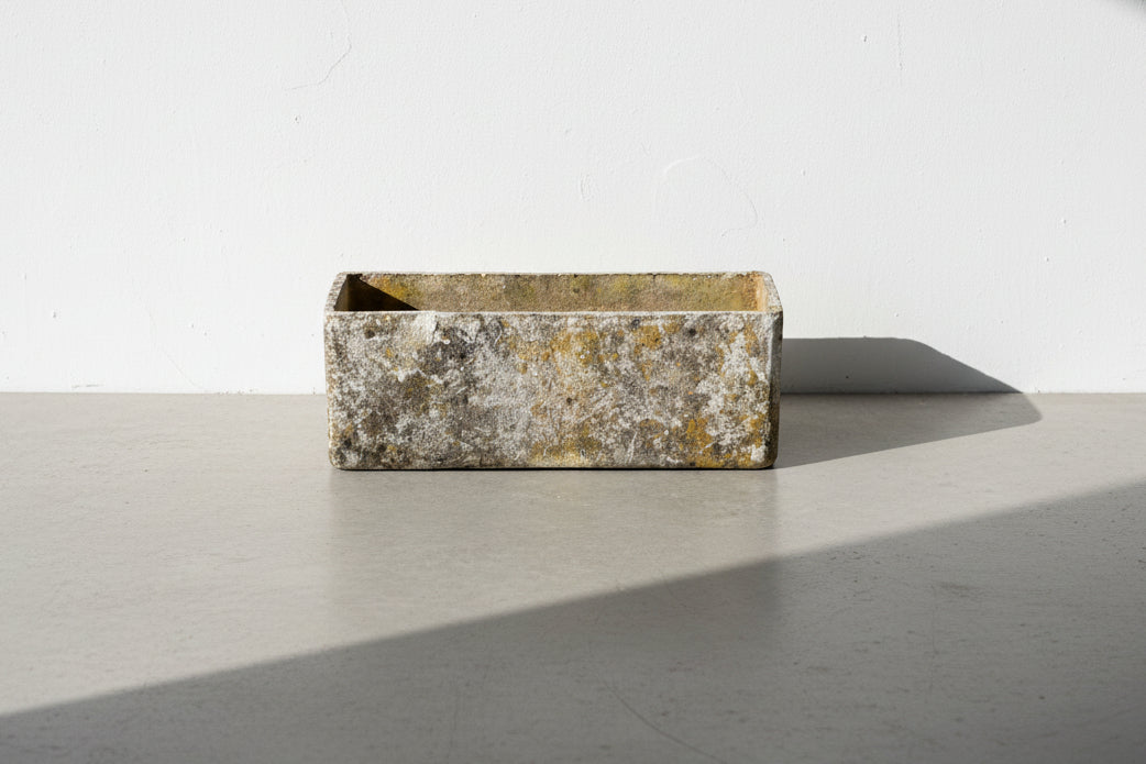 Willy Guhl rectangular Eternit cement planter with weathered patina