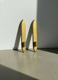 Pair of Vintage Gold Wall Candle Holders in Elongated Shield Form