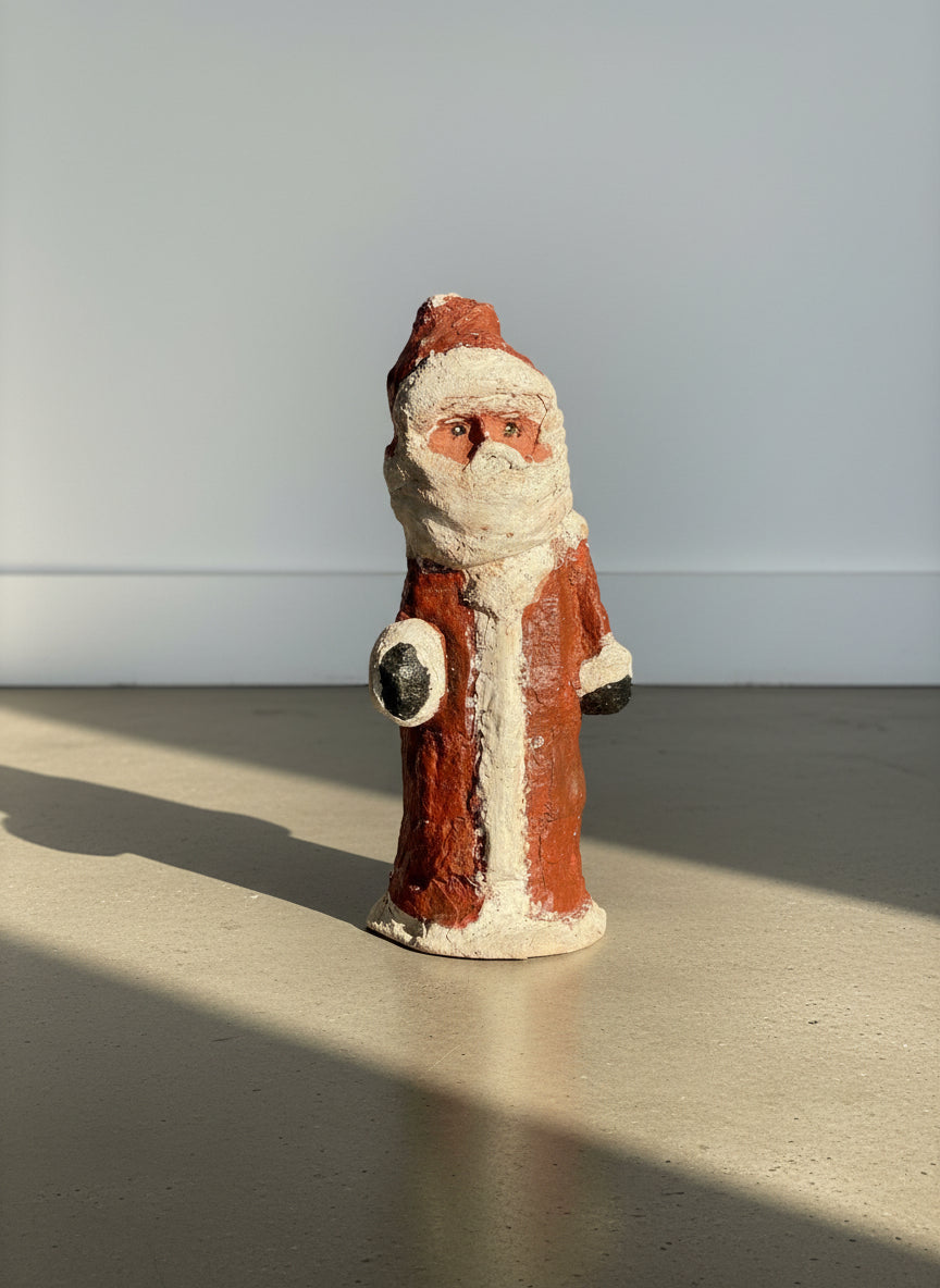 Primitive Handcrafted Papier-Mâché Santa Claus Figure