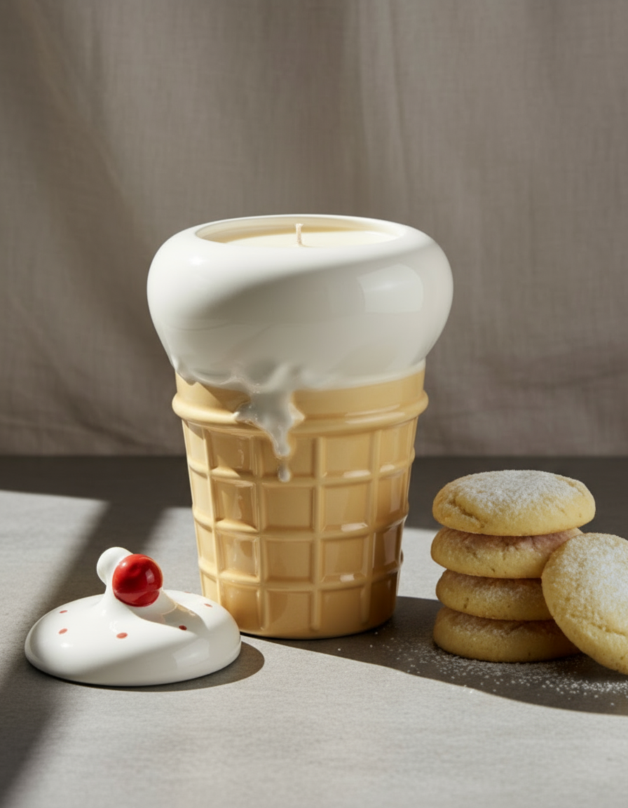 Large Vintage McCoy Ice Cream Cone Candle and Cookie Jar