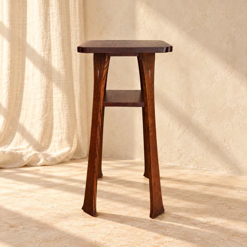 Gustav Stickley Tom Jones oak drink stand with lower shelf, circa 1900, an American Arts and Crafts side table with classic Mission design — Hommes and Gardens, Furniture Collection, Home Decor, Interior Designer, Home Design, Luxury Design, Art, Furniture, Objects, Antique Furniture, Arts and Crafts, Mission Style, American Design, Collectible Furniture, Best Gifts.