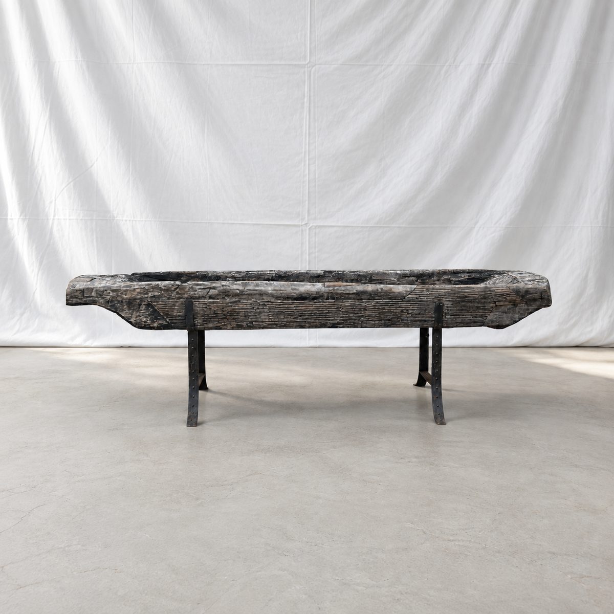 Monumental 19th-century French wood trough planter