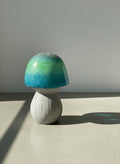 Vintage Turquoise & Green Glazed Ceramic Mushroom Table Sculpture