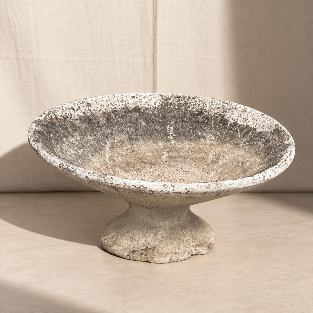 Vintage Willy Guhl large tilt concrete planter with weathered patina