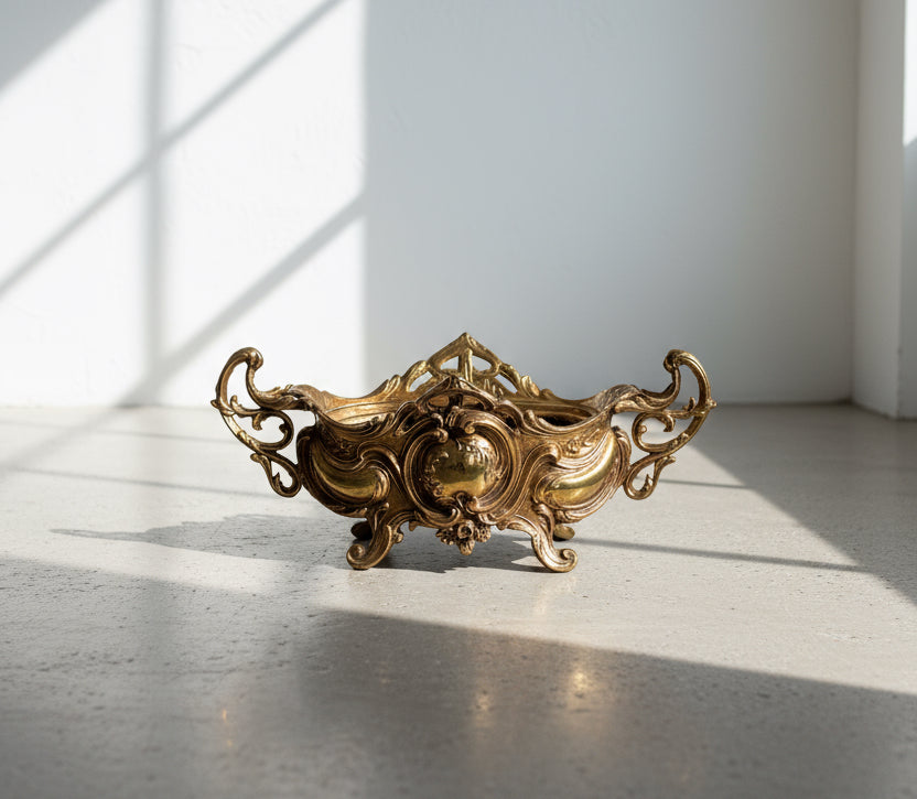 antique brass art nouveau jardiniere rococo footed bowl decor