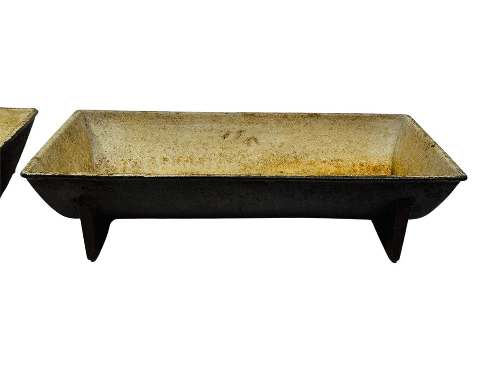 Antique cast iron industrial troughs with original firebrick-lined interior and weathered patina, perfect for garden planters or farmhouse decor — Hommes and Gardens, POTS + PLANTERS Collection, Landscape Architect, Interior Designer, Outdoor Living, Art, Furniture, Objects, Best Gifts, Nature, Backyard, Yard, Outdoor Decorations, Home Decor, Home Design, Luxury Design.
