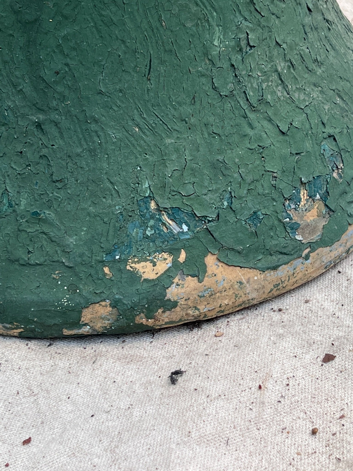 Antique concrete birdbath with pottery base and weathered red-green finish, a timeless vintage garden statement — Hommes and Gardens, Water Features Collection, home decor, garden decor, outdoor decorations, home design, luxury design, Landscape Architect, Interior Designer, Outdoor Living, Art, Furniture, Objects, Best Gifts, Nature, Backyard, Yard.