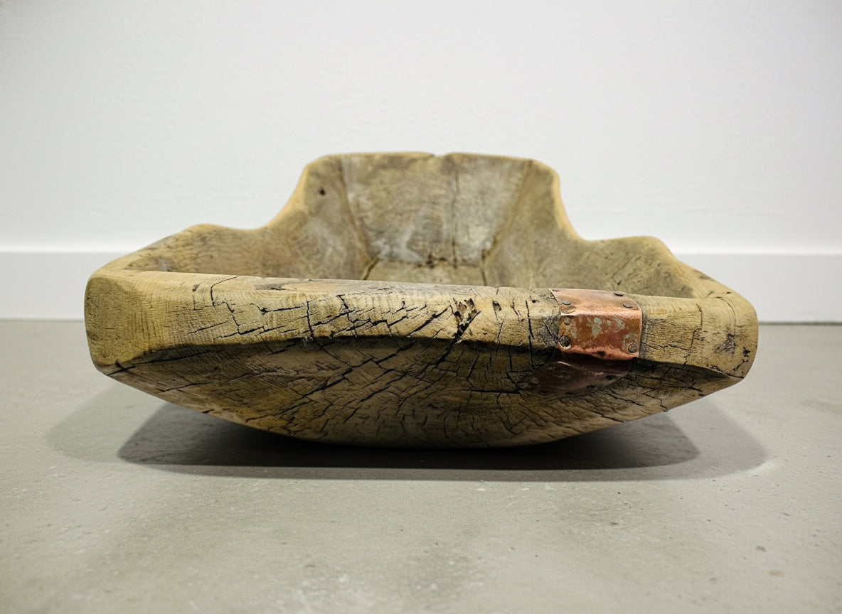 hand carved wood bowl natural grain texture close up