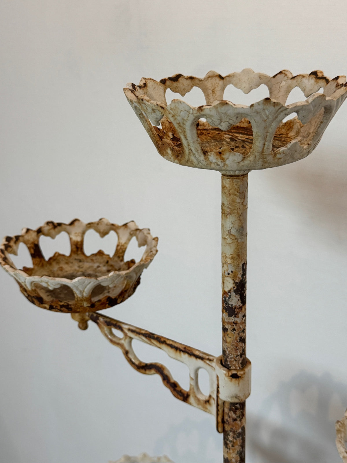 Antique Victorian revolving cast iron plant stand featuring ten flower-shaped holders, Rococo-style detailing, and aged distressed patina — Hommes and Gardens, Pots + Planters Collection, Landscape Architect, Interior Designer, Outdoor Living, Art, Furniture, Objects, Best Gifts, Nature, Backyard, Yard, Outdoor Decorations, Home Decor, Home Design, Luxury Design.