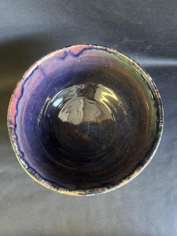 glazed stoneware serving bowl top view handmade ceramic bowl for kitchen use