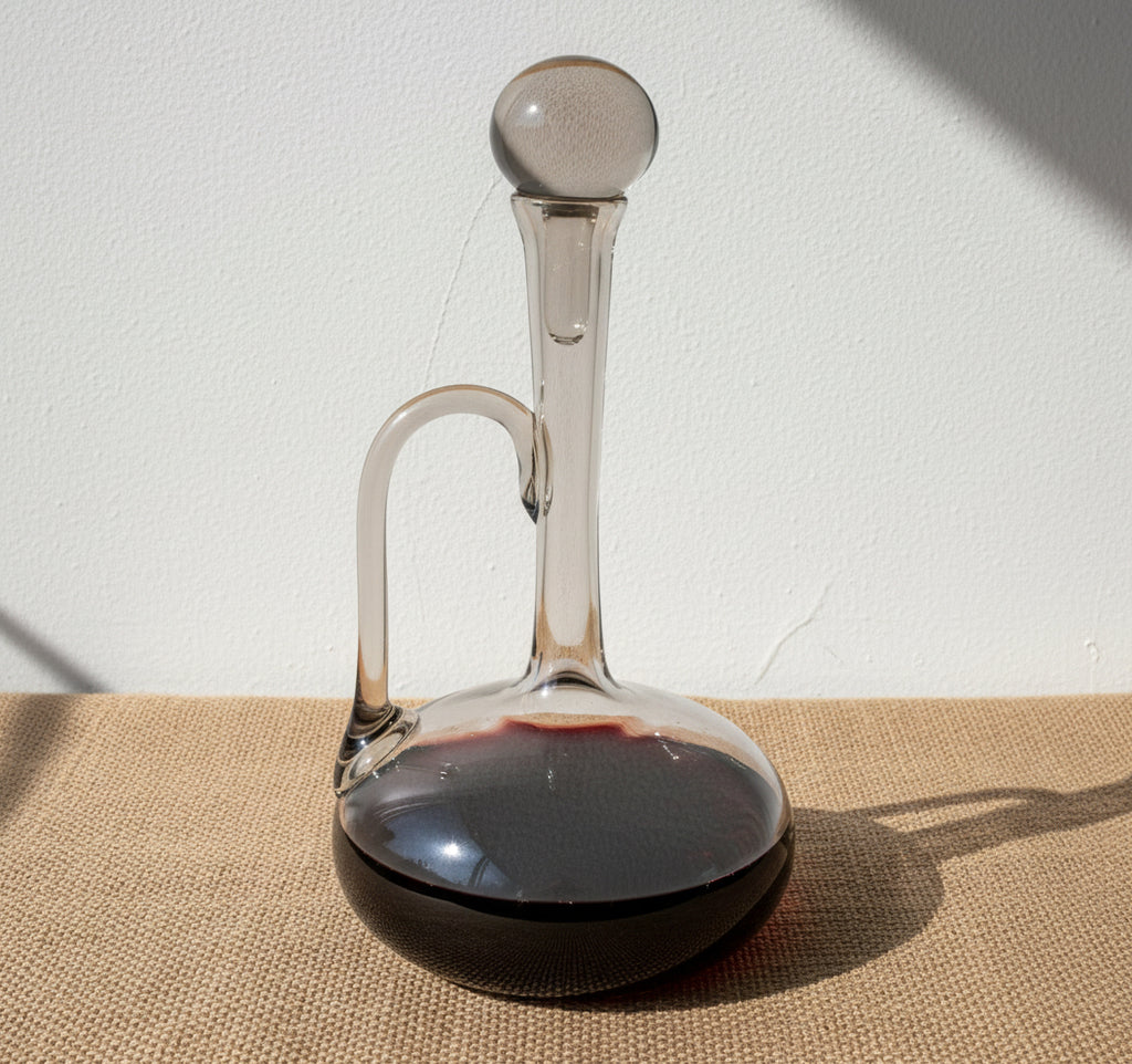 mid century French smoke glass wine decanter