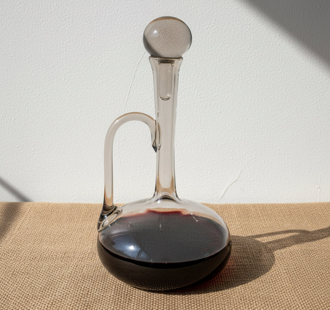 mid century French smoke glass wine decanter
