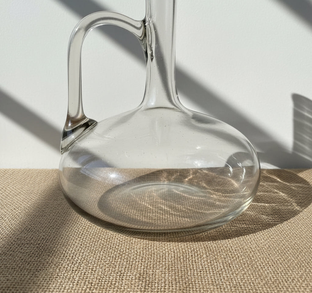 hand blown French glass decanter with stopper