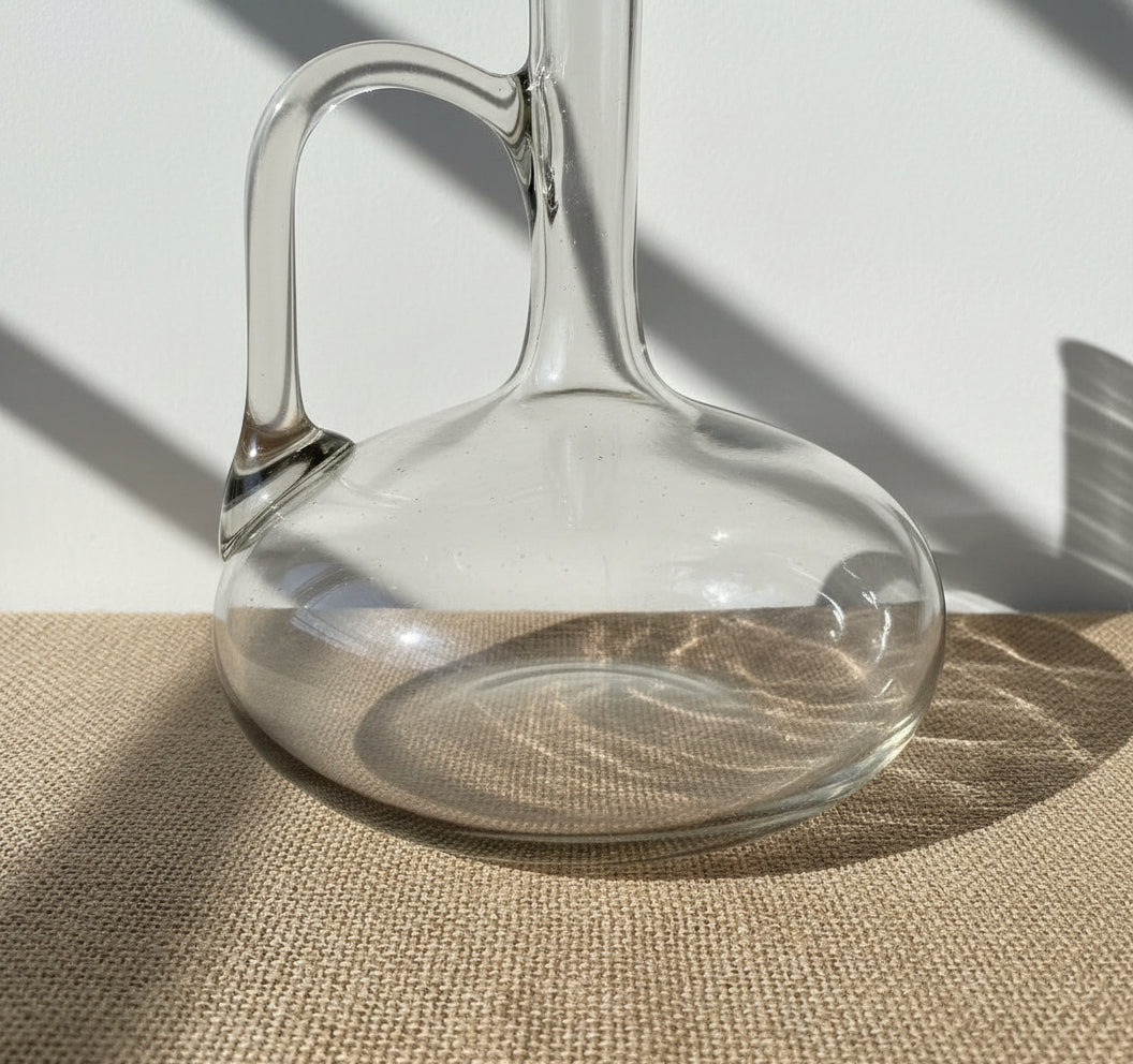 hand blown French glass decanter with stopper