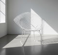 Mid-century modern Knoll style white wire Diamond lounge chair by Harry Bertoia with geometric steel frame and royal blue cushion, an iconic sculptural furniture piece — Hommes and Gardens, Furniture Collection, Home Decor, Landscape Architect, Interior Designer, Outdoor Living, Outdoor Decorations, Home Design, Luxury Design, Art, Furniture, Objects, Best Gifts, Nature, Backyard, Yard.
