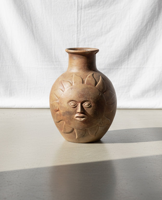 Mid-century ceramic vase featuring sun and moon motifs in Stan Bitters-inspired style, a rare two-sided pottery art piece — Hommes and Gardens, Pots & Vessels Collection, Home Decor, Outdoor Decorations, Landscape Architect, Interior Designer, Outdoor Living, Home Design, Luxury Design, Art, Furniture, Objects, Best Gifts, Nature, Backyard, Yard.