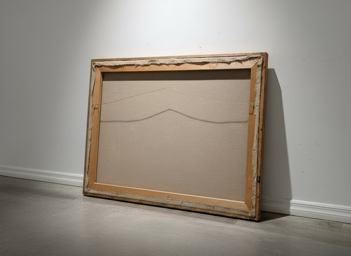 Oil painting on canvas unsigned, believed to be Constantine Cherkas displayed with a rustic frame. hommes + gardens estudio.