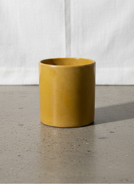 Rare vintage Gainey Ceramics planter in rich ochre yellow glaze with smooth cylindrical form, a mid-century modern stoneware pot handcrafted in California — Hommes and Gardens, Pots + Vessels Collection, Home Decor, Landscape Architect, Interior Designer, Outdoor Living, Outdoor Decorations, Home Design, Luxury Design, Art, Furniture, Objects, Best Gifts, Nature, Backyard, Yard.