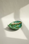 Retro Ceramic Ash Tray in green with blue speckles, nostalgic accessory for smokers, hommes + gardens estudio.