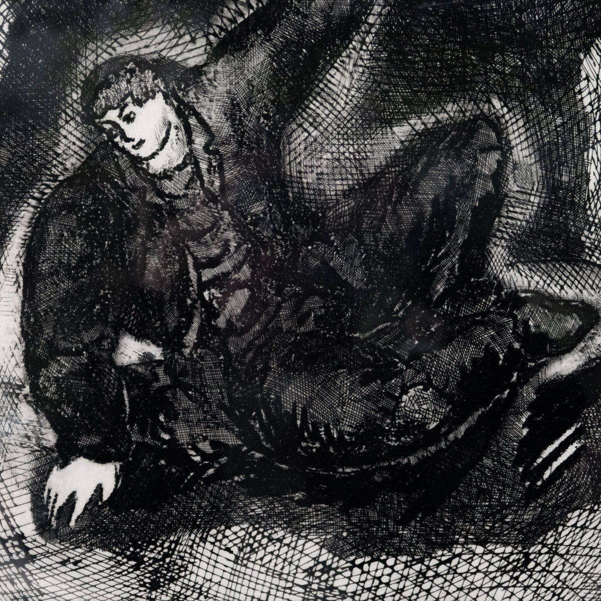 Sandro Chia Signed Lithograph, Artist Proof (Sitting Lady Series, Circa 1980s) showing a reclining figure in black and white. hommes + gardens estudio.