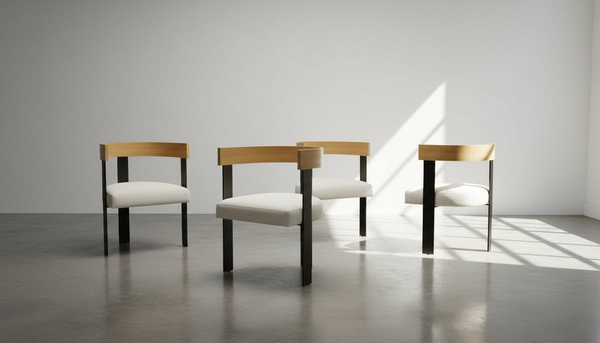 Set of four Mid-Century Modern/Art Deco Style Dining Chairs showcasing elegant design and comfort. hommes + gardens estudio.