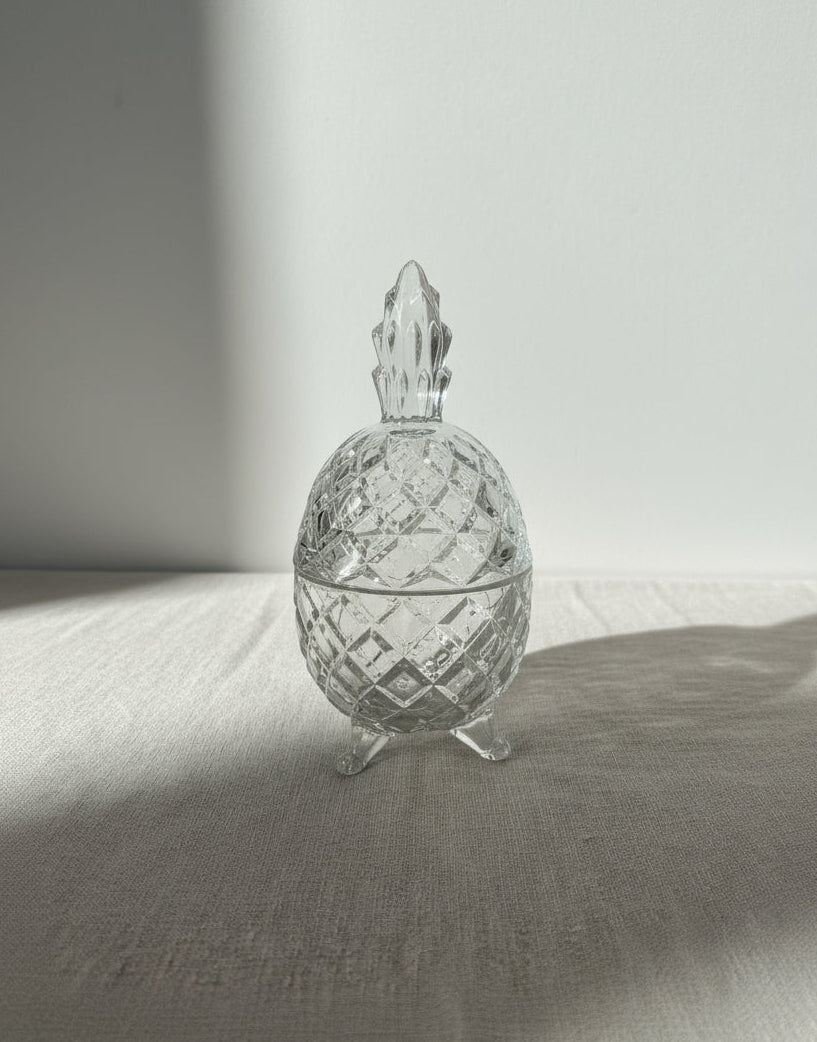 vintage crystal pineapple candy jar with lid cut glass design