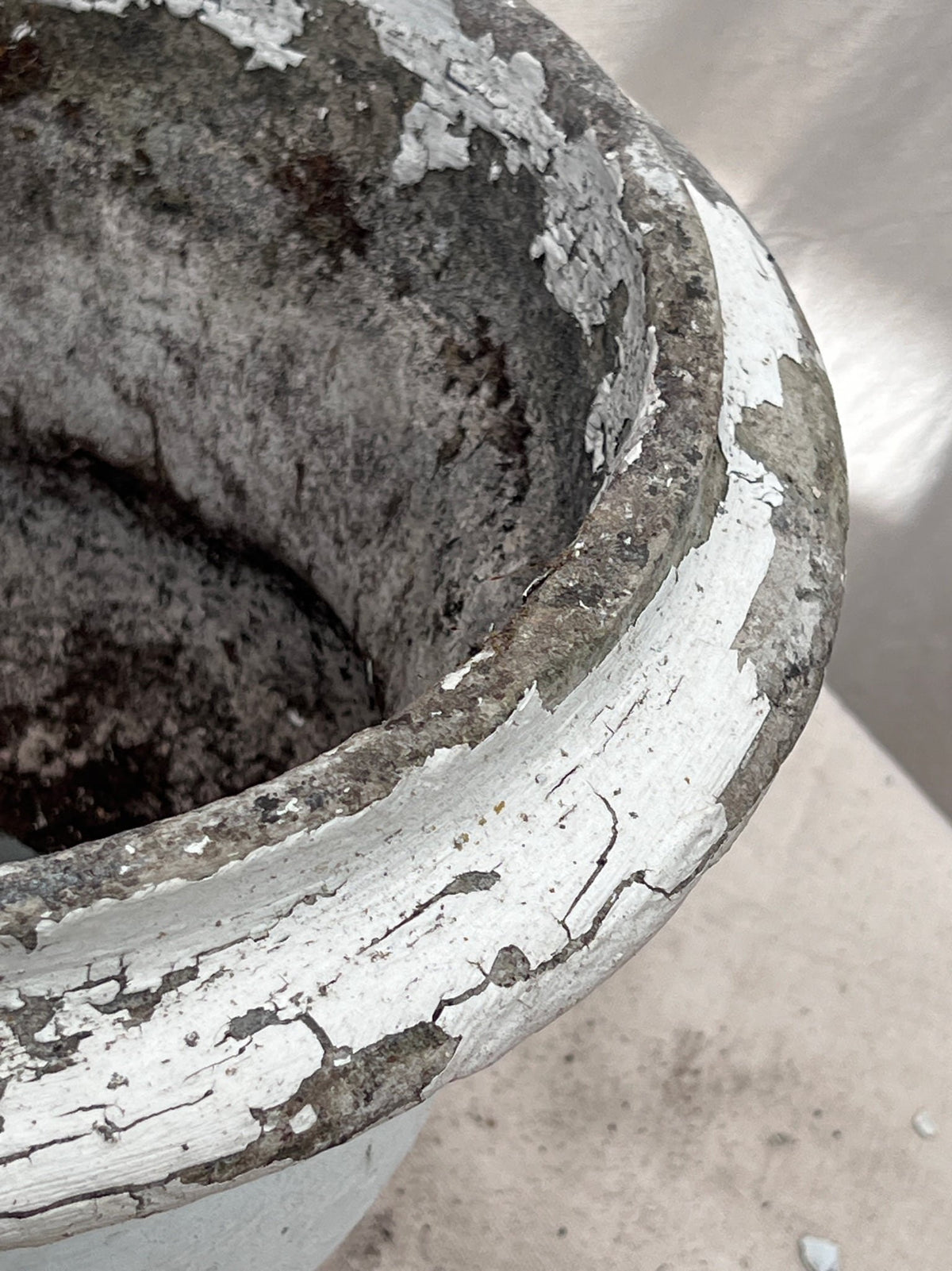 vintage concrete urn planter with patina
