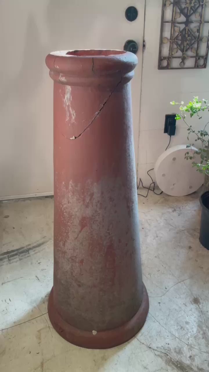 Antique English Red Terracotta Chimney Pot with Aged Patina and Weathered Character